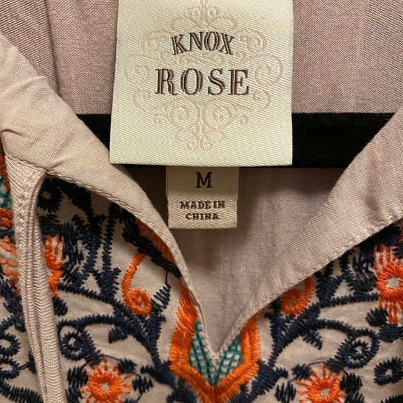 Knox Rose Dusty Pink Bohemian Style Embroidered Tank - Picture 3 of 5